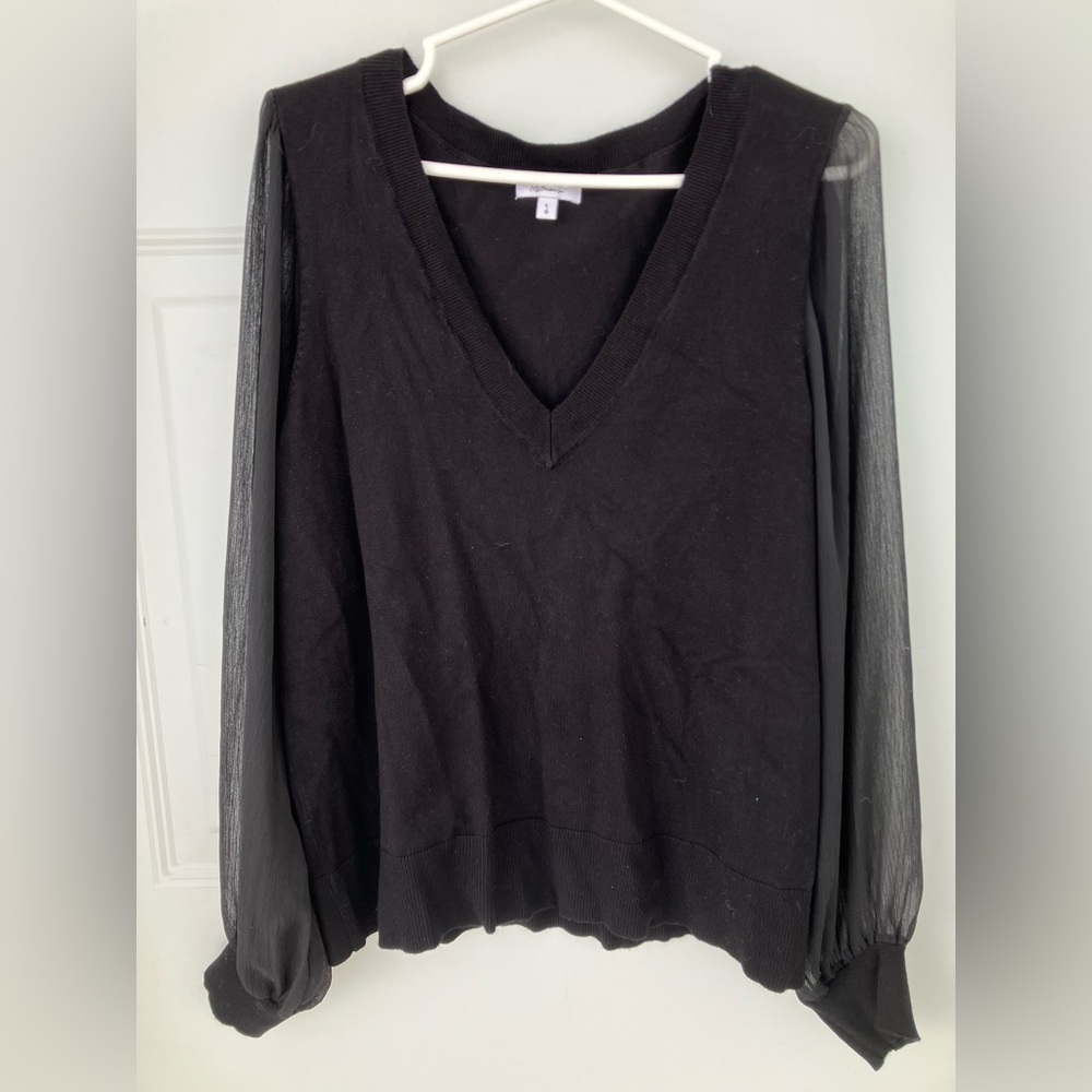 Whimsigoth sheer sleeves black shirt viscose large